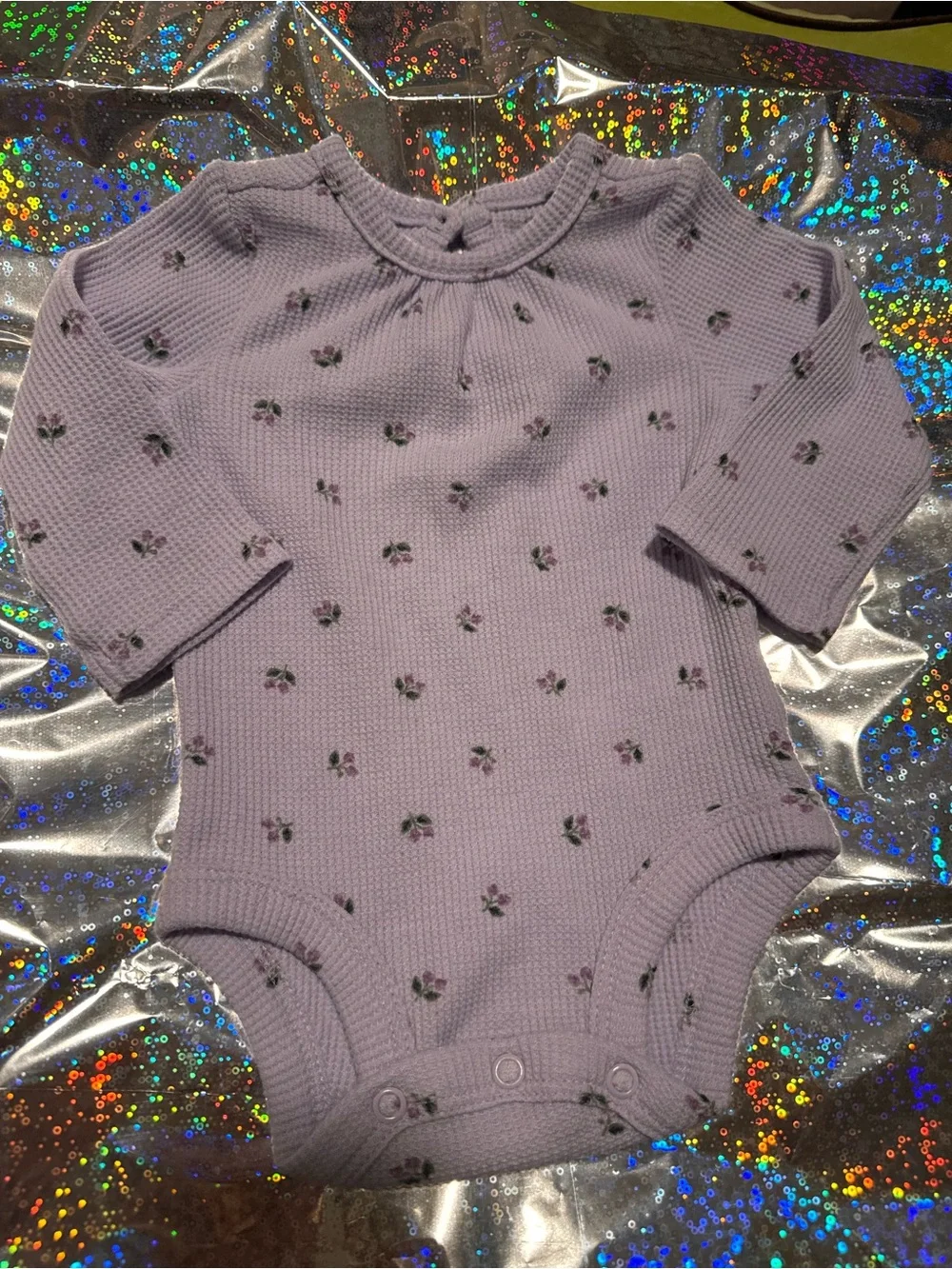 Carter's Lavender Floral Waffle-Knit Long-Sleeve Bodysuit